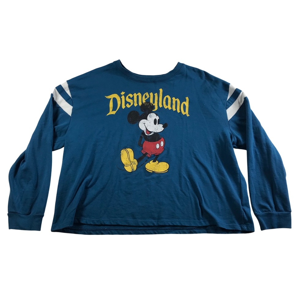 Disney Parks Disneyland Mickey Mouse Blue Long Sleeve Spirit Jersey Shirt 2X